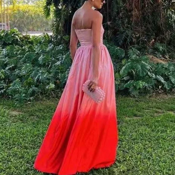 NWT SAU LEE Revolve Teigen Gown Maxi Dress Blush Red Ombre Event Party Cocktail - Picture 10 of 15